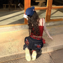 甜酷辣妹复古牛仔长裤女2025年夏季新款猫咪刺绣设计感显瘦直筒裤