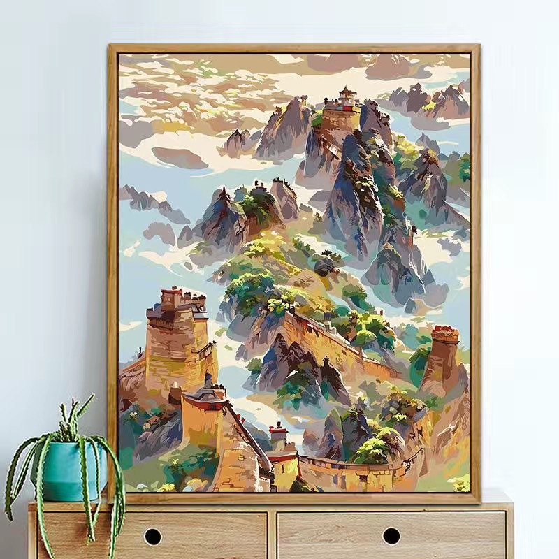 The Great Wall Digital Oil Painting diy Filling Chinese Wind Landscape Landscape Hand Filling Decompression Decorative Oil Painting