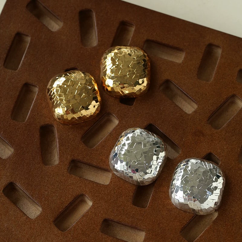 Geometric square earrings, European style, silver 925 sample