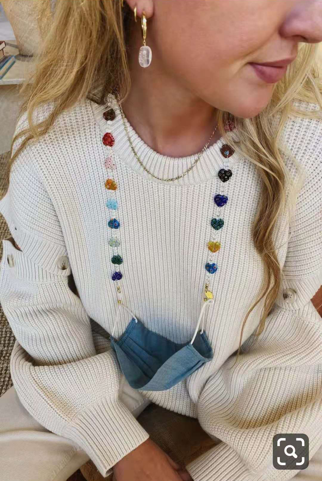 Heart Shape, Pearl Pattern Cute Heart Shape Pearl Glass Titanium Steel Women's Glasses Chain