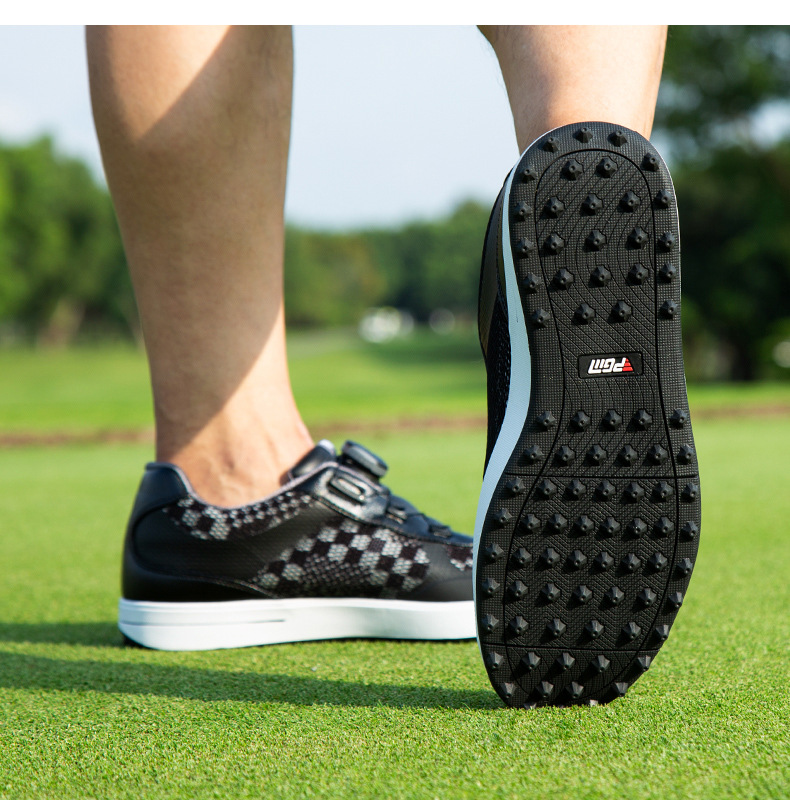 Giày golf nam PGM lưới thoáng khí dây xoay đinh cao su chống trượt — XZ224-Đen chi tiết 7