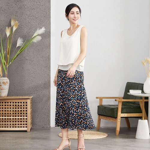 Silk Slip Dress Women's Underwear Summer New Layered Mulberry Silk Outerwear Plus Size Fake Two-Piece Base Shirt