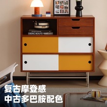 中古实木书柜小户型家用客厅收纳储物柜复古置物柜轻奢书架置物柜