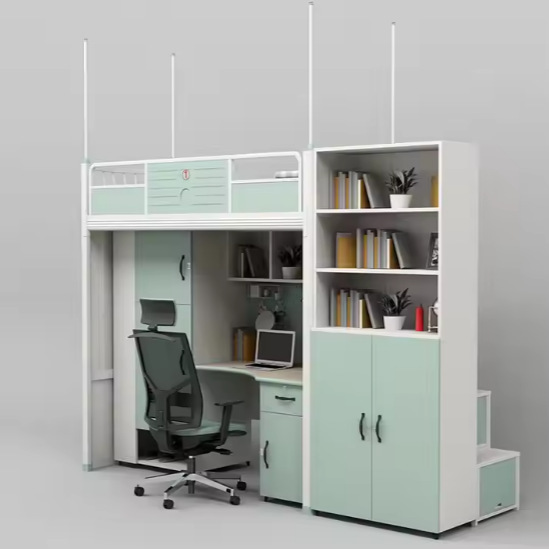 Factory-Made Steel Single Apartment Bed with Under-Bed Storage, Multifunctional Student Bed, Double-Layer Combination Bed, Integrated Bunk Bed