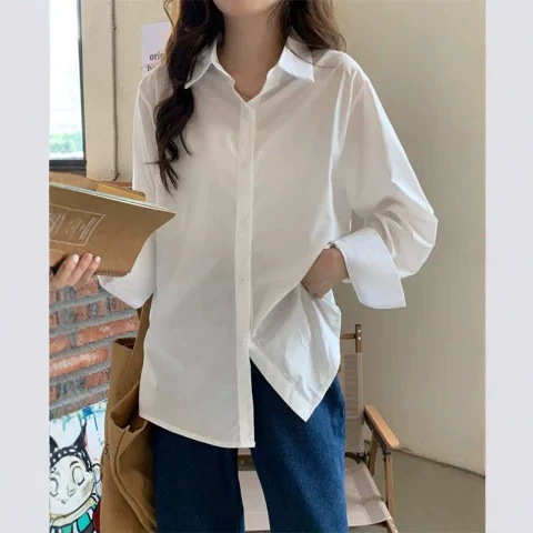 Afy-(Cool Silk Cotton + No-Pocket Style) Jk Uniform Shirt, White, Suitable for Spring, Summer, Autumn, and Winter, Does Not Support Returns or Exchanges