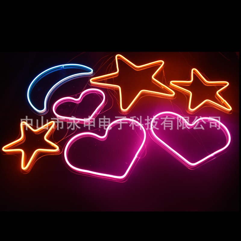 Flexible The neon lights customized decorate star Moon love pattern LED Luminous character Door Billboard