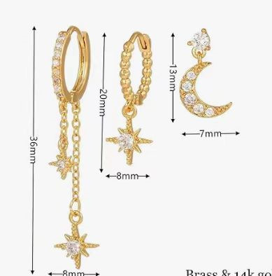 Cercei tip clips cu zirconiu din cupru set elegant_voghion.com