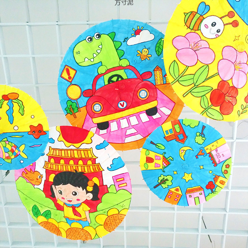 빈 기름 종이 우산 DIY 소재 어린이 수제 유치원 중국 스타일 그림 우산 작은 손으로 그린 장난감