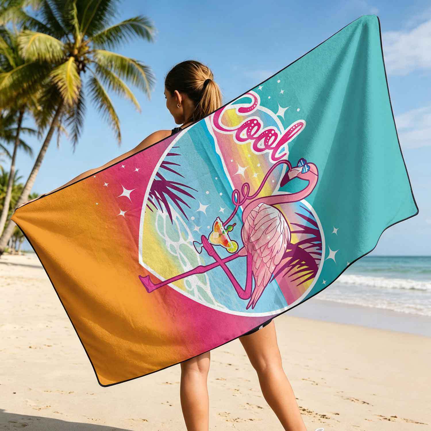 Printed bath towel and car seat cover 2-in-1, ultra-fine fiber outdoor beach and car dual-use universal seat cushion