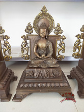 黄铜释迦牟尼佛像纯铜铸造雕塑藏式50公分密宗药师佛铜像家用摆件