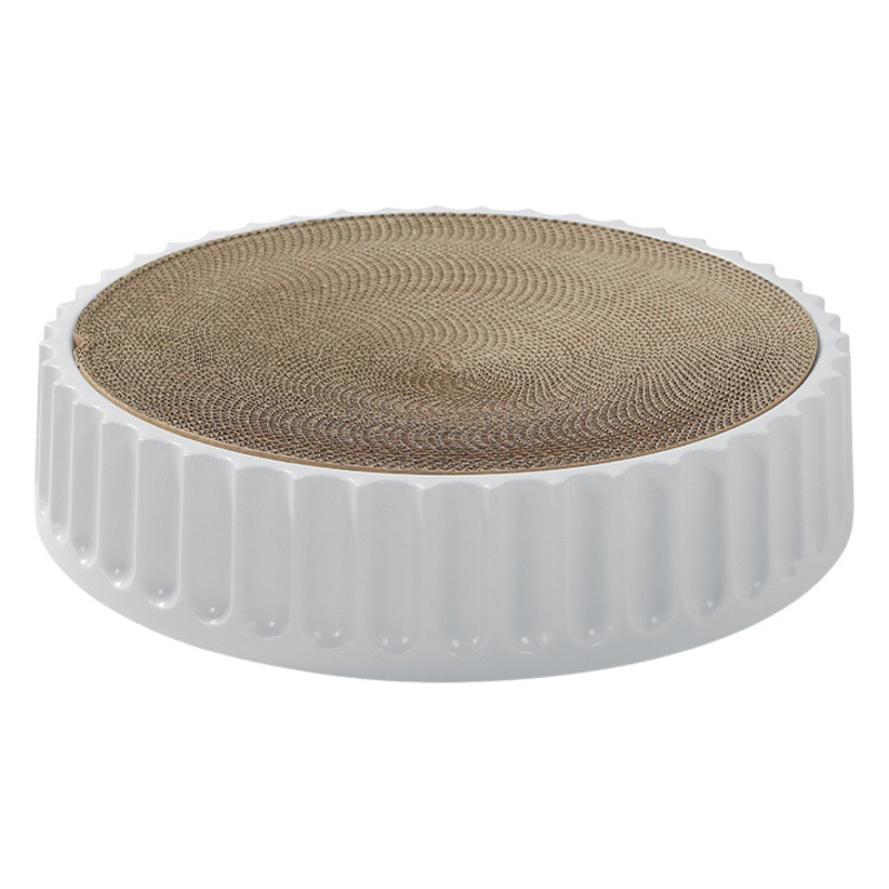 Mascota redonda de alta densidad de papel corrugado tablero del rasguño del gato dormir de molienda de doble uso tablero del rasguño del gato brújula gato nido gato juguete