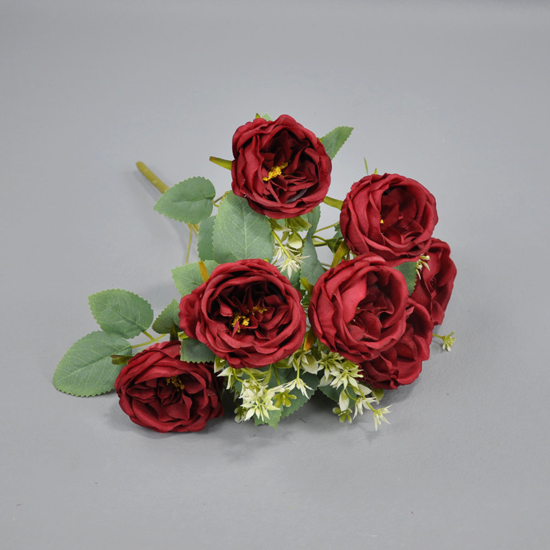 Flor artificial 7 cabeza Austin Rosa peonía flor boda apoyos Rosa artesanía flor falsa al por mayor