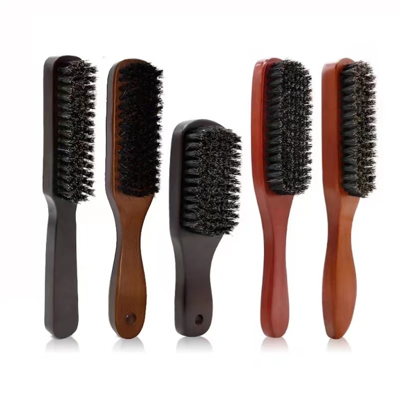 Barbería hogar de doble uso cepillo de barba cuidado de la barba de los hombres cepillo de barba de madera cepillo de forma de barba europeo y americano