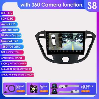 car Android large screen | DVD Navigation - with-360-camera-8128g-wifi4g-lte-version-7862-carplay-eight-core-9-inch-for-13-21-ford-transit-custom