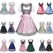 2025欧美女啤酒节新款撞色女装花边女仆装连衣裙套装外贸大码女裙