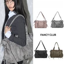 韩国fancy club包雪允同款单肩铆钉机车包大容量小众斜挎包托特包