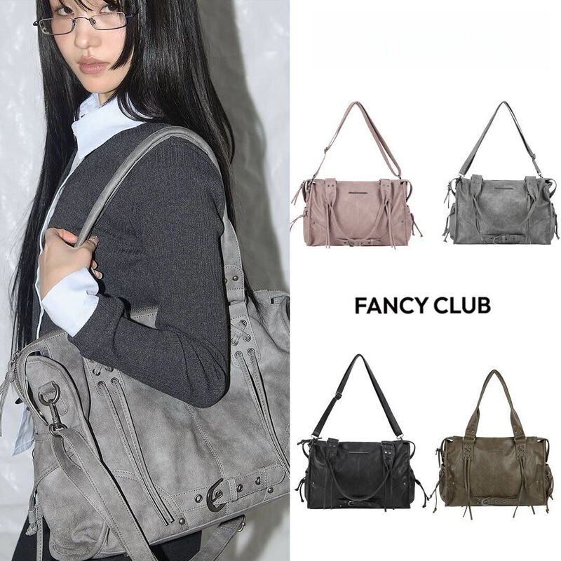 Korean Fancy Club Bag, Same Style as Park Seul-Eun, Single-Shoulder Studded Motorcycle Bag, Large Capacity Niche Crossbody Bag, Tote Bag