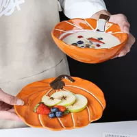 创意手绘釉下彩陶瓷南瓜碗可爱水果甜品碗早餐燕麦碗宝宝饭碗餐具