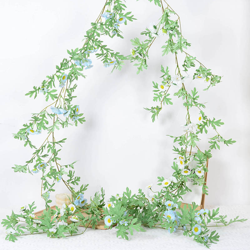 Enredaderas de flores artificiales, pequeñas enredaderas de margaritas, decoración de tuberías de techo, flores artificiales de girasol, flores de seda al por mayor
