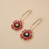 Ethnic trend earrings, European style, flowered, ethnic style
