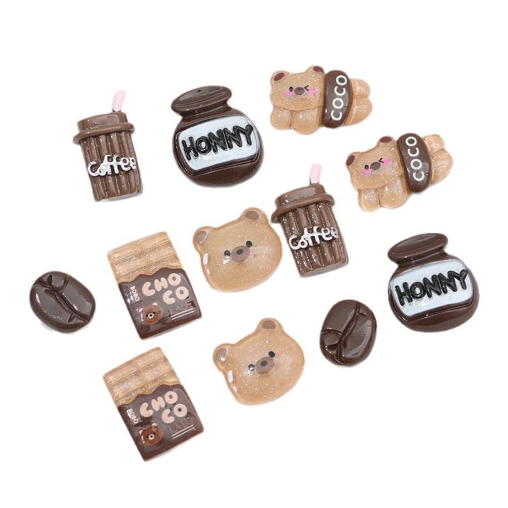 Cristal de dibujos animados Pan Oso cabeza resina accesorios DIY rojo neto joyería crema pegamento hecho a mano accesorios para el cabello caja del teléfono