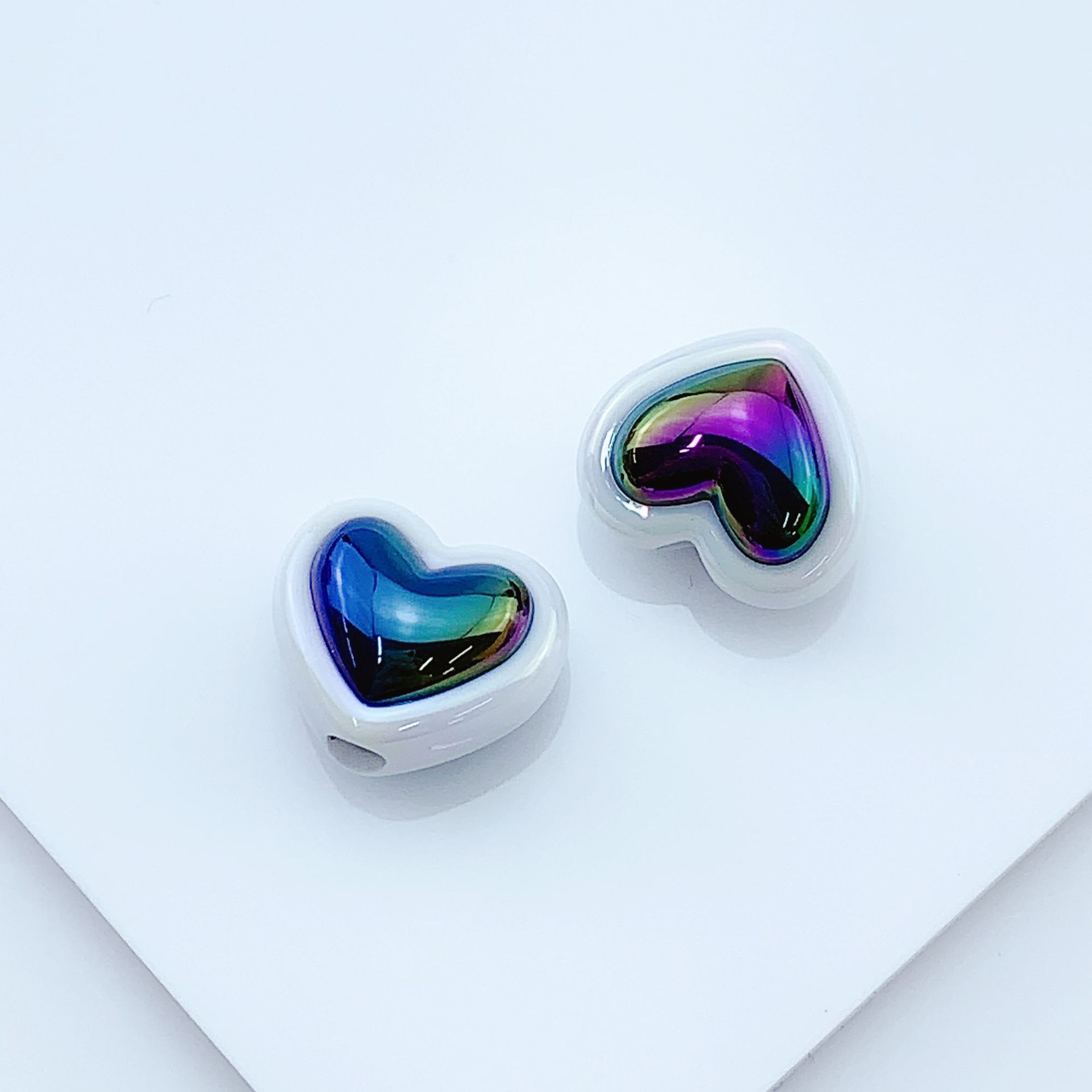 Cuentas de acrílico UV plateado serie oscura con agujero recto, para DIY pulseras, collares, cadenas de teléfono móvil y accesorios de joyería.