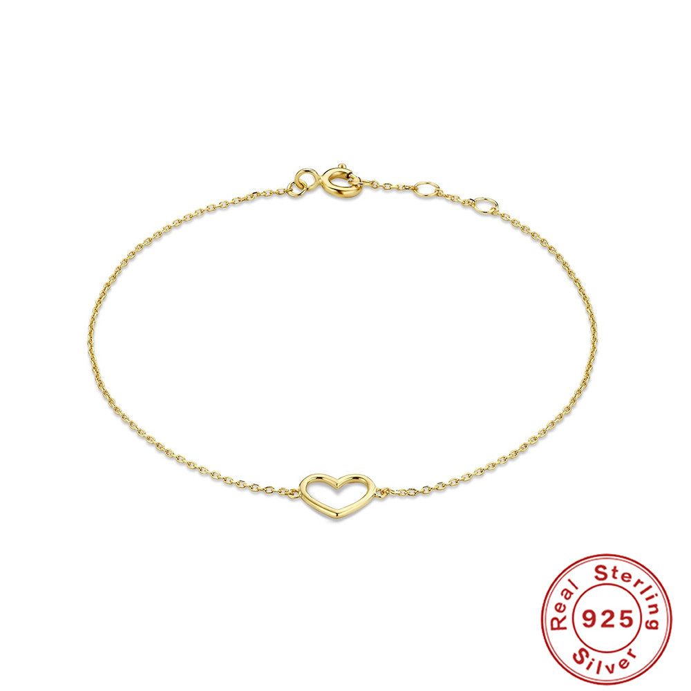 18K Gold Plated Plating Material Bracelets Classification 925 Sterling Silver Cable Chain Bracelets Simple Style