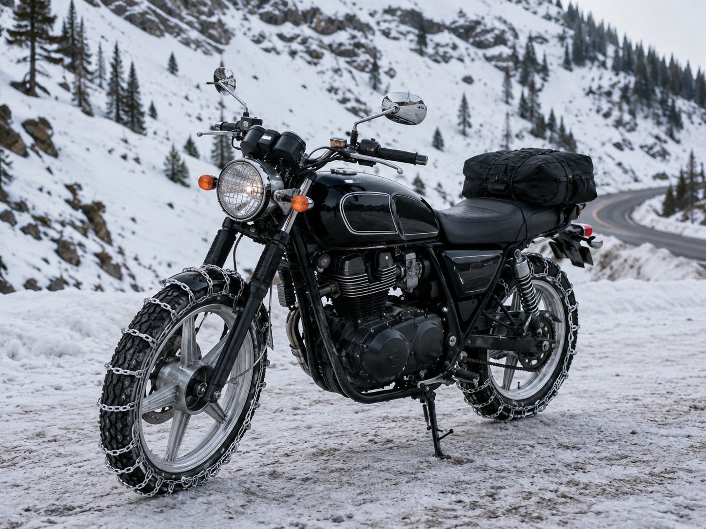Two-Wheeled Motorcycle Anti-Skid Chains, Thickened and Encrypted, for Mud, Mountain Roads, and Snow, Electric Vehicle Tire Anti-Skid Chains Manufacturer