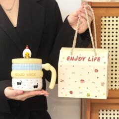 高颜值可爱小动物带盖陶瓷马克杯创意家用水壶杯生日礼物伴手礼