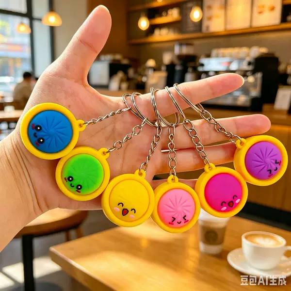 New Cross-Border Xiaolongbao Keychain, Popular Cute Bun Expression Doll Pendant, Student Backpack Decoration Gift