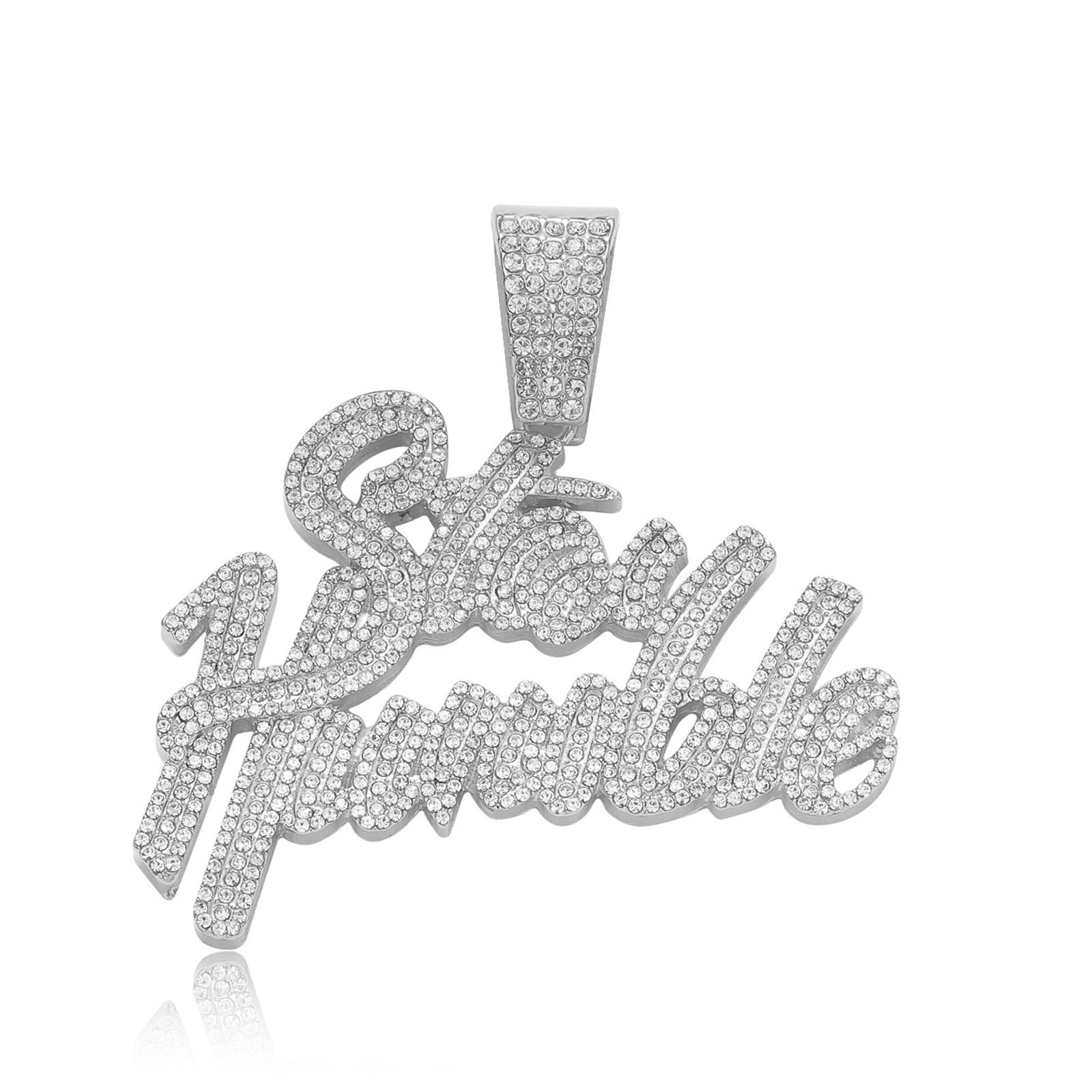 Letras exageradas de hip-hop europeas y americanas Stay Humble colgante estilo rap callejero personalidad completa joyería de diamantes collar masculino image 7