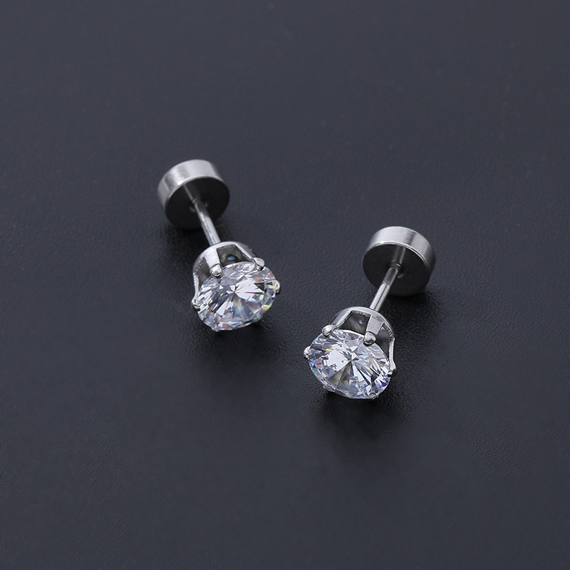 Gem Flower Rod Stud Earrings for Women - 316L Surgical Steel Screw Back Earrings Set detail image 20