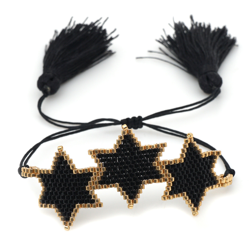 Nihaojewelry ethnic style diamond Miyuki bead woven star geometric bracelet Wholesale jewelry