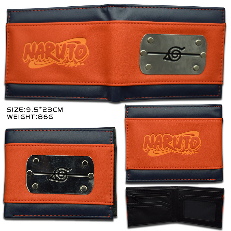 Naruto periferia billetera, Naruto Sasuke, cuatro generaciones de billetera roja, billetera corta, monedero de cambio de piel PU.