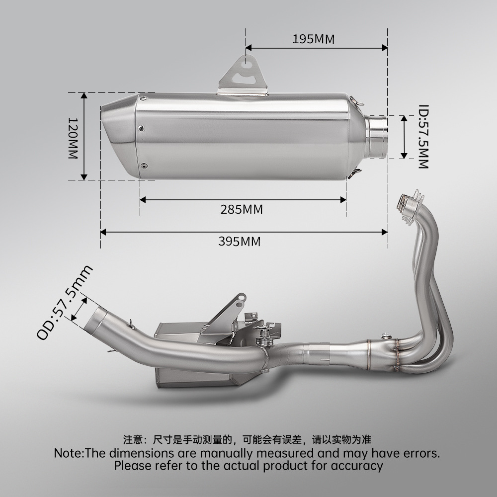 Motorcycle Modification Suitable for Zhang Xue 500Rr Single Swingarm Box Front Exhaust Pipe and Rear Muffler Set
