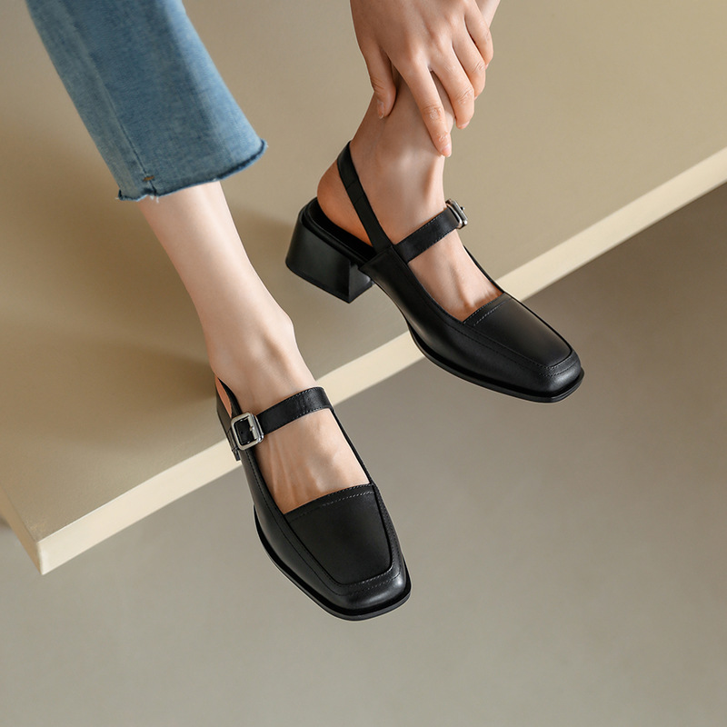 CHIKO Sonia Square Toe Block Heels Slingback Shoes