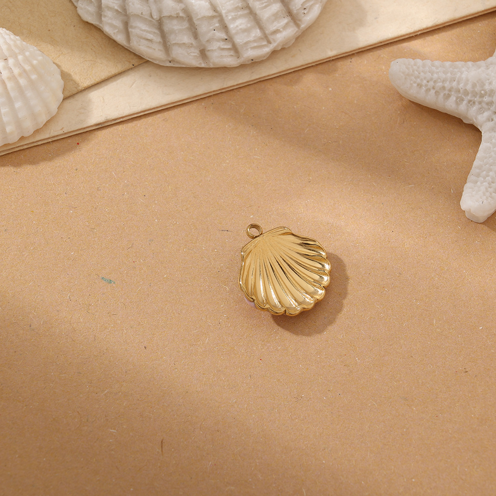 4g Weight Pendant Jewelry Making Type Charms Classification 1 Piece Quantity 304 Stainless Steel Material Shell Pattern All Seasons Season Polished Finish Plating Design Beach Style 1 Piece 304 Stainless Steel Shell Polished Pendant Charms 9