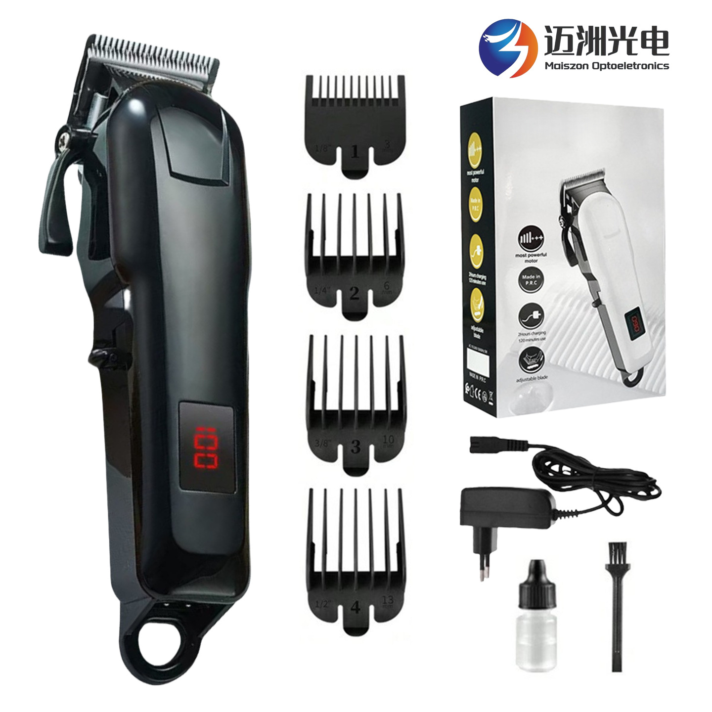 Cortadora de Pelo Recargable con Batería de Litio, Éxito de Ventas Transfronterizo, con Pantalla LCD para Uso Doméstico y en Salón, Cortadora de Pelo Eléctrica Profesional