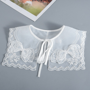 Organza embroidered fake collar heavy industry bright women's younger doll collar elegant dress small shawl Korean style all-match