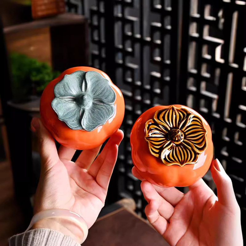 クリエイティブ柿茶葉缶柿柿如意喜糖缶陶磁器シミュレーション柿缶ビジネスイベントプレゼント卸売り|undefined
