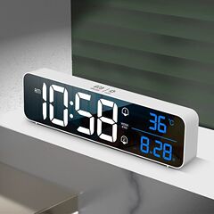 クロスボーダーアマゾン热い贩売hd ledデジタル音楽目覚まし时计充电ウォールクロック平日目覚まし时计リビングルーム置时计