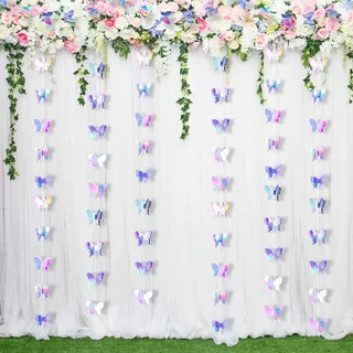 3米长大号幻彩蝴蝶立体纸拉花婚庆生日派对场地儿童房布置挂串