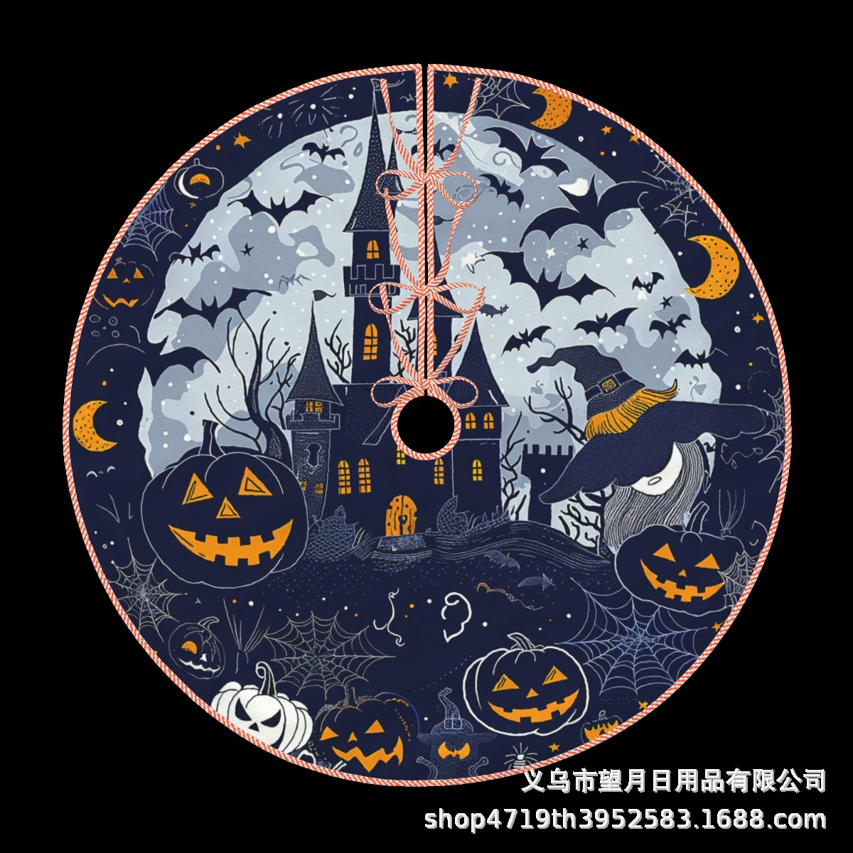 Кроссбордная сеkс Halloween елочная юбка новая фланелевая линя рождественские украшения тыква призрак летучая мышь черная кошка ведьма