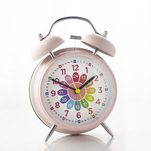 儿童闹钟学生早教电子闹钟超大声打铃闹钟桌面小夜灯双铃彩虹闹钟