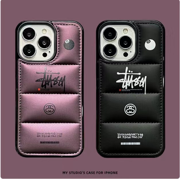 European and American Trendy Brands Suitable for Apple 16Pro Phone Case Iphone15Promax Autumn and Winter down Jacket Style 14/13 Anti-Drop