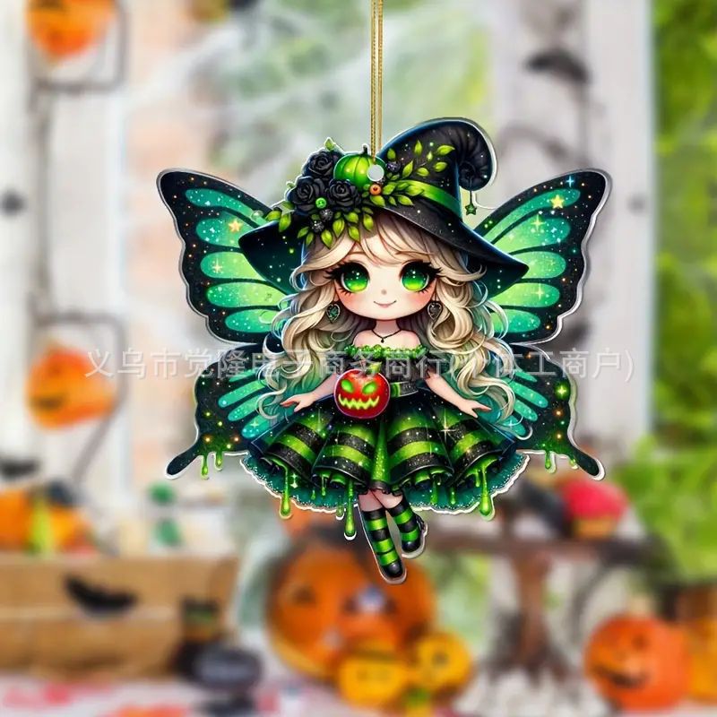 Nuevos productos transfronterizos de acrílico Halloween Elf de automóviles decoración colgante accesorios de llaves colgante soporte fijo