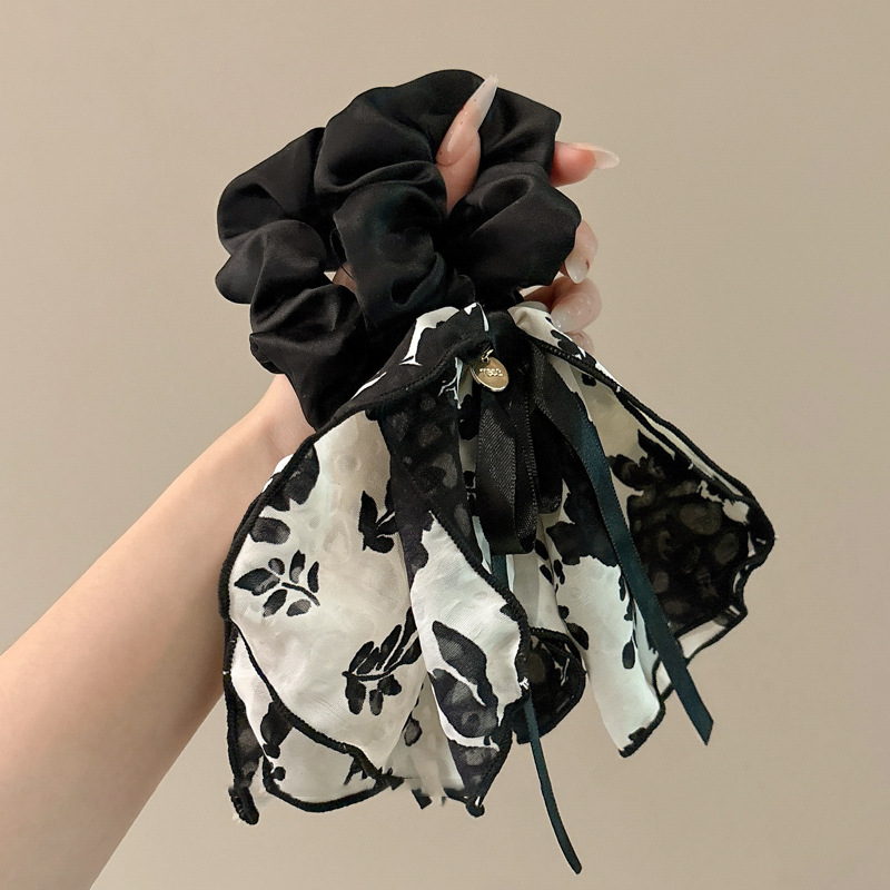 El estilo francés de alto nivel arco de cabello de la cuerda de cabello del intestino grueso temperamento de cola de caballo de verano tinta flotante cuerda de cabeza fría