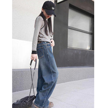 女童牛仔裤秋冬款2025新款女孩大童冬季加绒加厚喇叭裤子