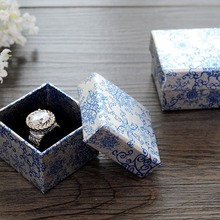 现货首饰纸盒批发蓝花公主欧式戒指耳钉饰品盒定做包装盒