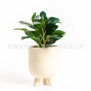 跨境ins陶瓷花盆简约三足盆栽定制绿植桌面花卉摆件多肉花瓶